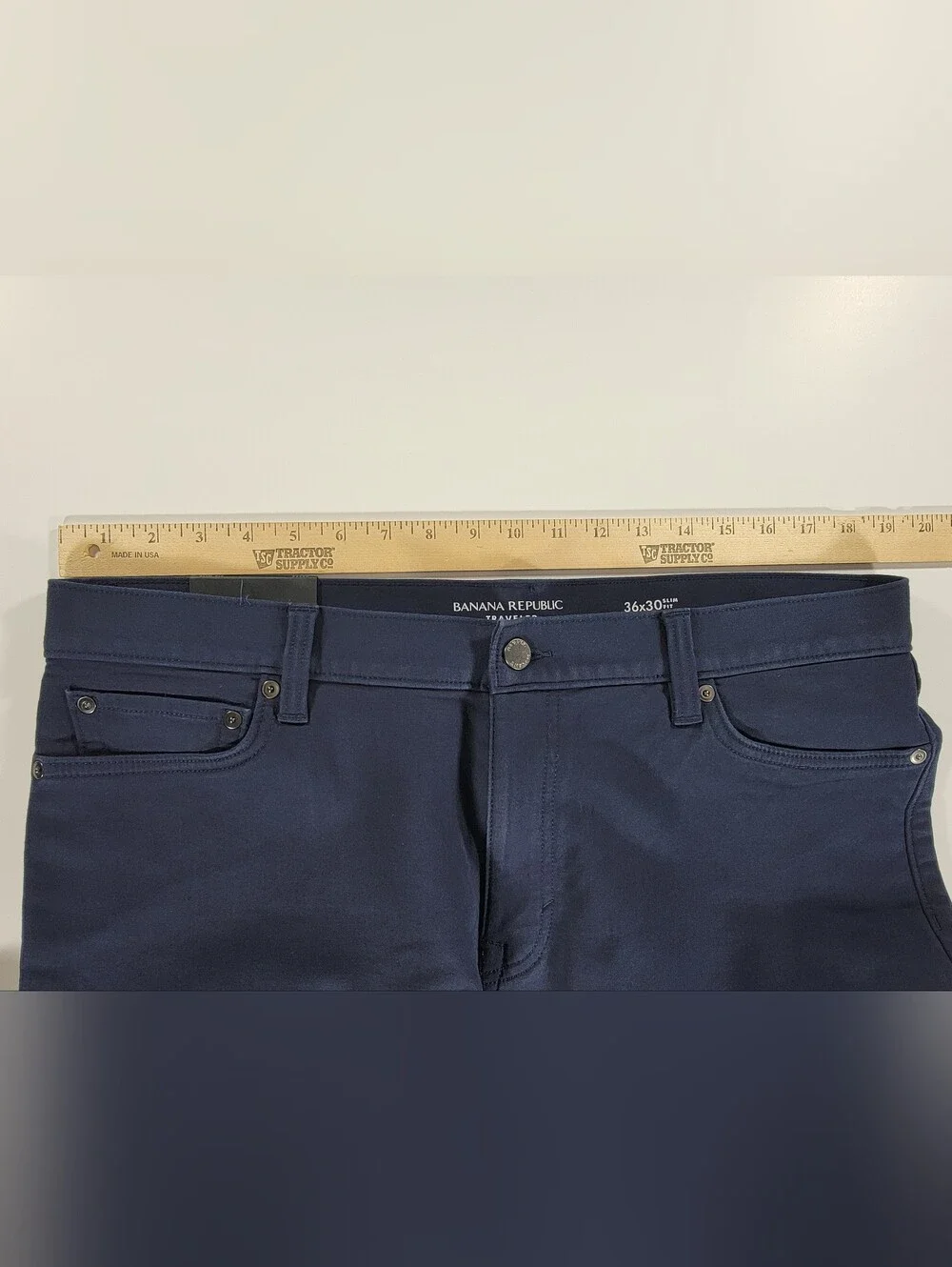 NEW Banana Republic Slim Fit Cotton Traveler Pant Stetch Navy Blue 36x30
